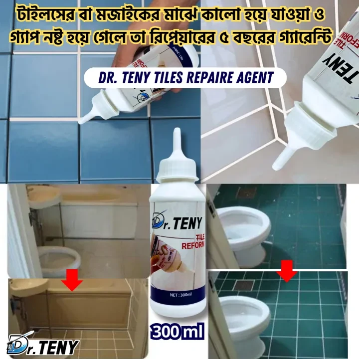 Dr Teny Tiles Gap filler Waterproof silicone wall joint repair Filling Gaps between Floor and Wall Tiles Tube Paste for Kitchen, Bathroom 300 ml